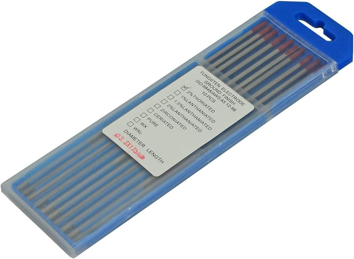 2 Percent Thoriated WT20 Red TIG Welding Tungsten Electrode 3.2mm x 175mm Pack of 10