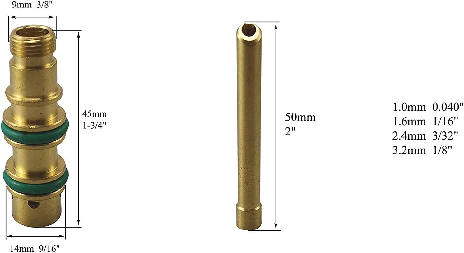 TIG Glass Cup #10 (13/16″x 2″x 9/16″) Tungsten Apdapter Gas Saver Wedge Collet Orifice (0.040" &1.0mm) (1/16" & Ø1.6mm) (3/32" & Ø2.4mm) (1/8" & Ø3.2mm) Kit WP SR 17 18 26 TIG Welding Torch 11pcs