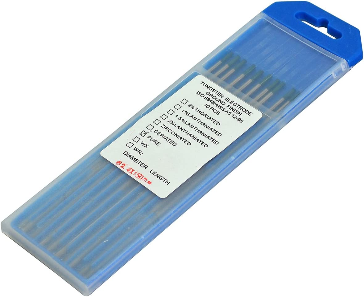 TIG Welding Pure Tungsten Electrode Green Tip WP 2.4mm x 150mm Pack of 10