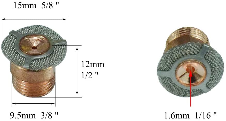Tungsten Apdapter Gas Saver (0.040" & Ø1.0mm), (1/16" & Ø1.6mm), (3/32" & Ø2.4mm), (1/8" & Ø3.2mm) Kit for WP 9 20 25 17 18 26 TIG Welding Torch 4pcs