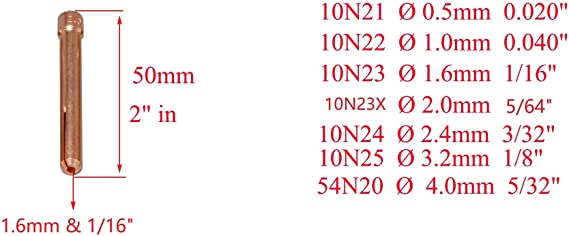 2 Percent Thoriated Tungsten TIG Gas Lens Collet Alumina Nozzle Fit PTA CK SR WP 17 18 26 TIG Welding Torch 5pcs