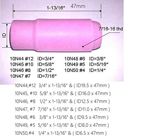 TIG Alumina Nozzles Ceramic Shield Cup 10N47#7 7/16" Orifice Fit DB PTA SR WP 17 18 26 TIG Welding Torch 10pk