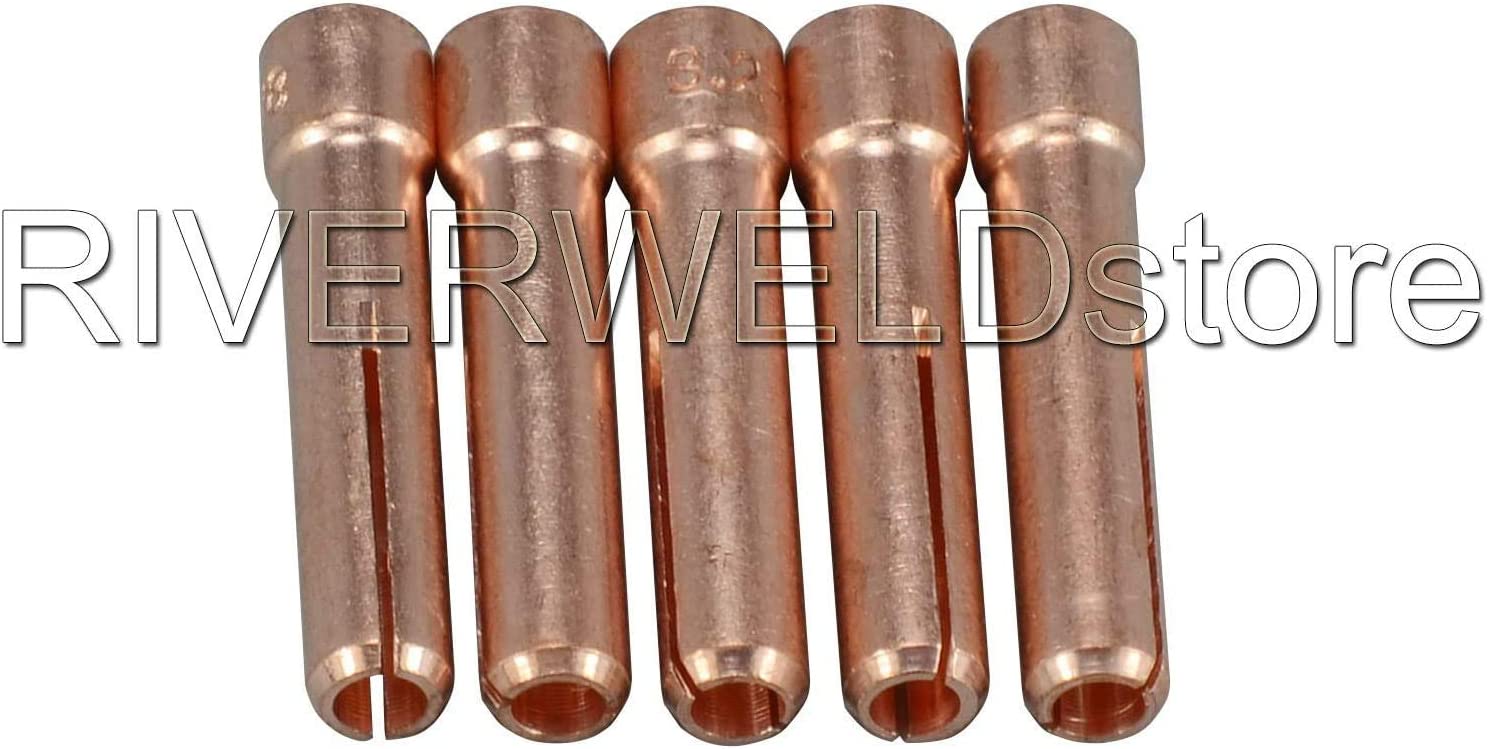 RIVERWELD TIG Stubby Gas Lens 17GL18 1/8'' & Ø3.2mm 10N25S TIG Collet Kit Fit DB SR WP 17 18 26 TIG Welding Torch 10pcs 
