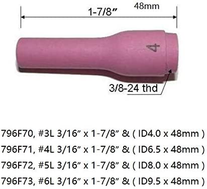 TIG Kit Long Alumina Nozzle 796F70 796F71 796F72 796F73 Fit SR PDA DB WP 9 20 25 TIG Welding Torch 4pcs