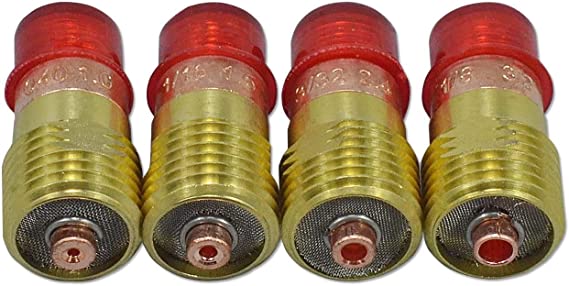 TIG Stubby Gas Lens 1.0mm 1.6mm 2.4mm 3.2mm Kit For SR WP 17 18 26 Series TIG Welding Torches 4pcs