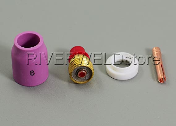 TIG Gas Lens Assorted Size 45V45 13N24 �� 1/8�� & 3.2mm Orifice) 53N61S 598882 Fit PTA DB SR WP 9 20 25 TIG Welding Torch 4pcs