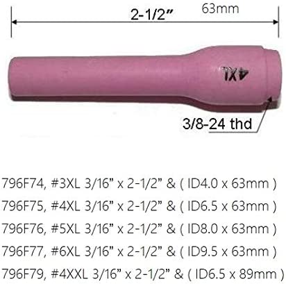 Extra Long TIG Alumina Nozzle KIT Fit PTA SR WP 9 20 25 TIG Welding Torch 4pcs