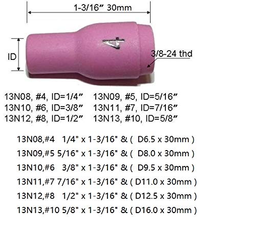 TIG Collets Bodies Alumina Cup Assorted Size Fit PTA DB SR WP 9 20 25 TIG Welding Torch Consumables 53pcs