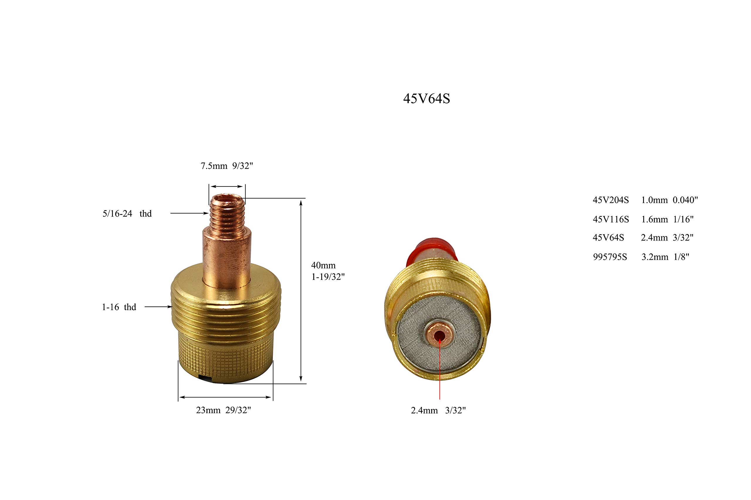 17pcs TIG Diameter Gas Lens Collet Body KIT Fit TIG Welding Torch SR WP 9 20 25