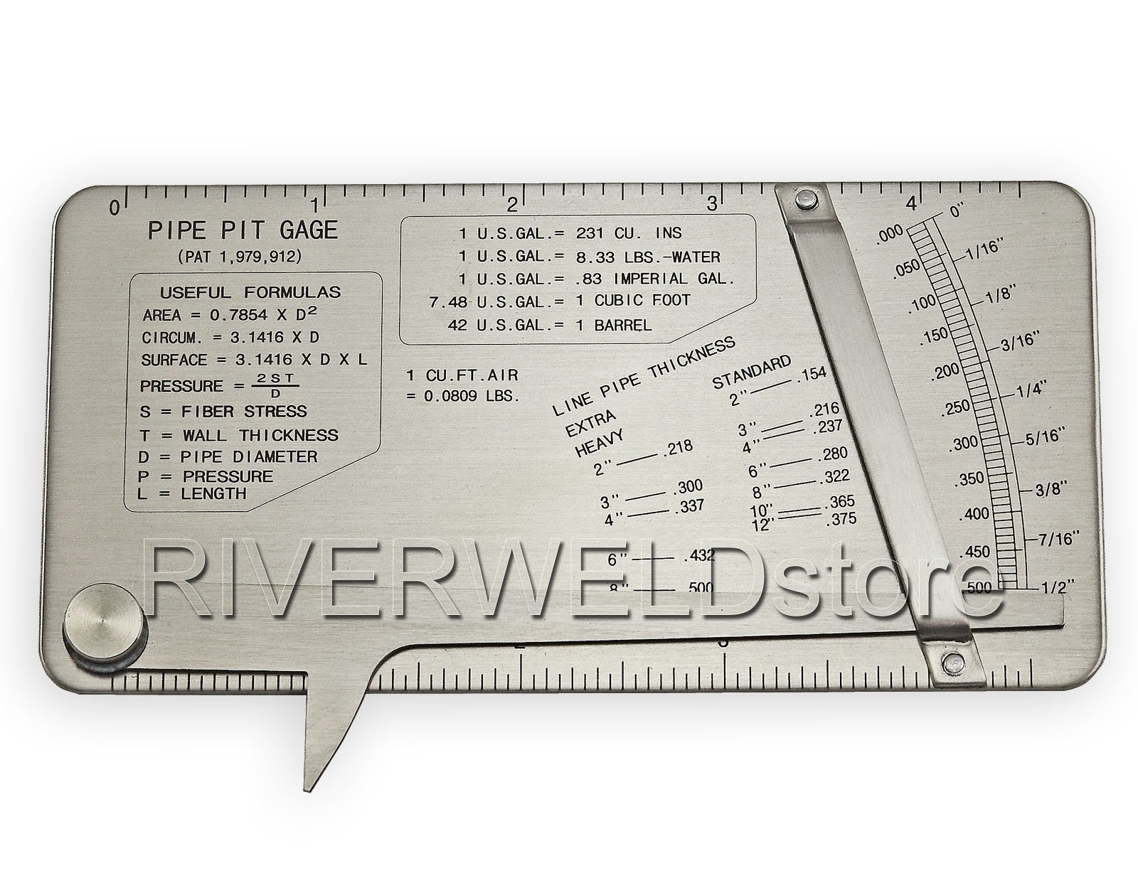 RIVERWELD Pipe Pit Welding Gauge Gage Test Ulnar Welder Inspection