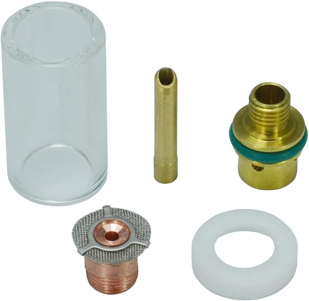 TIG Insulated Glass Cup (9/16" x 1-5/16") Kit Wedge Collet Tungsten Apdapter/Gas Saver (1/8" & 3.2mm) and Silicone Cup Heatshield for WP SR 9 20 25 TIG Welding Torch 5pcs