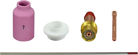 2 Percent Thoriated Tungsten TIG Gas Lens Collet Ceramic Cup Alumina Nozzle Fit PTA CK SR WP 17 18 26 TIG Welding Torch 5pcs