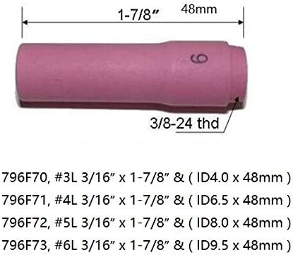 796F73 Long TIG Alumina Cups Nozzles Fit DB SR WP 9 20 25 TIG Welding Torch 5pk