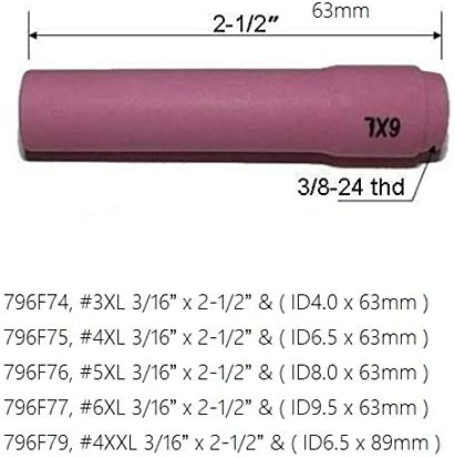 Extra Long TIG Alumina Nozzle KIT Fit PTA SR WP 9 20 25 TIG Welding Torch 4pcs