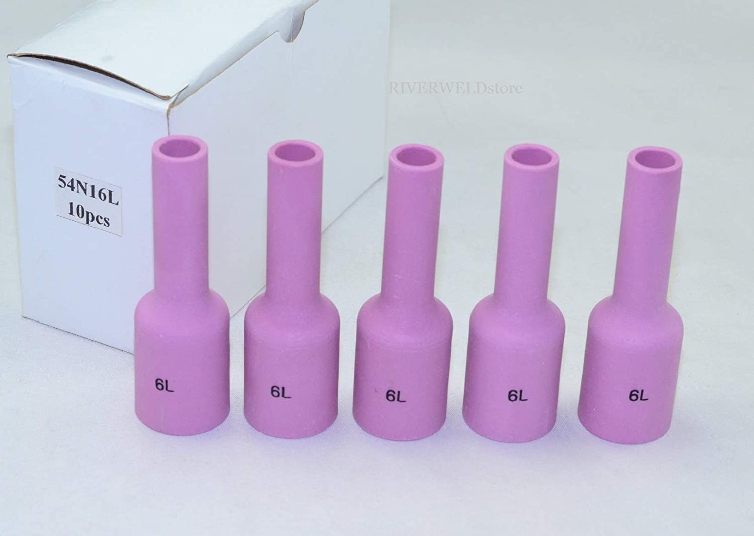 TIG Gas Lens Alumina Nozzle Ceramic Cup Long 54N16L (#6L 3/8" Orifice) Fit SR DTA DB WP 17 18 26 TIG Welding Torch 5pk