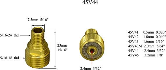 TIG Gas Lens Collets 2 Percent Thoriated Tig Tungsten Fit SR PDA DB WP 9 20 25 TIG Welding Torch 11pcs