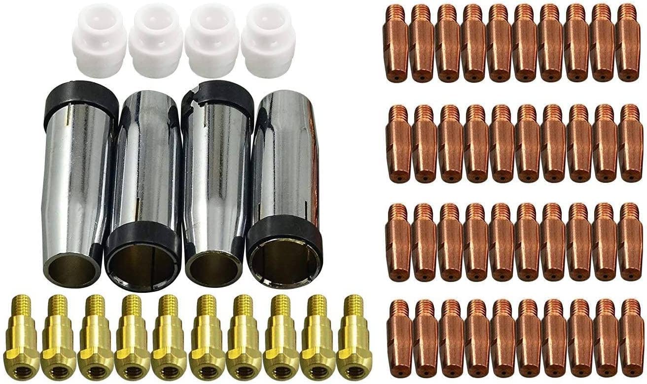 RIVERWELD Contact Tip 0.9 mm Conical Gas Nozzle Tip Holder Fit 24KD MB24 MIG MAG Co2 Welding Torch Pack of 59