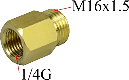 Welding Fitting Thread Switch 1/4G (Female) Inside & M16*1.5 Outside (Male)