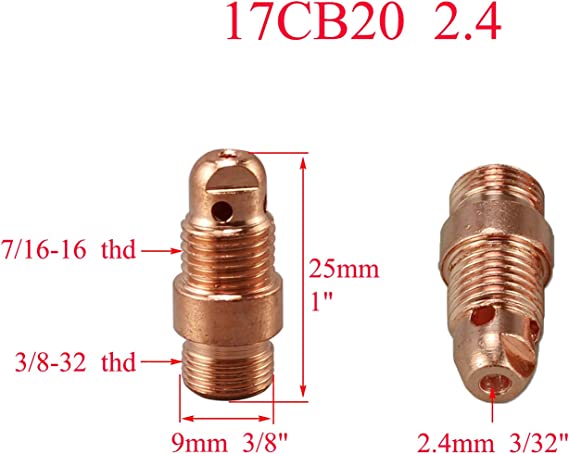 2 Percent Thoriated Tungsten & TIG Collets Body Short 17CB20 Kit Fit PTA CK SR WP 17 18 26 TIG Torch Torch 18pcs