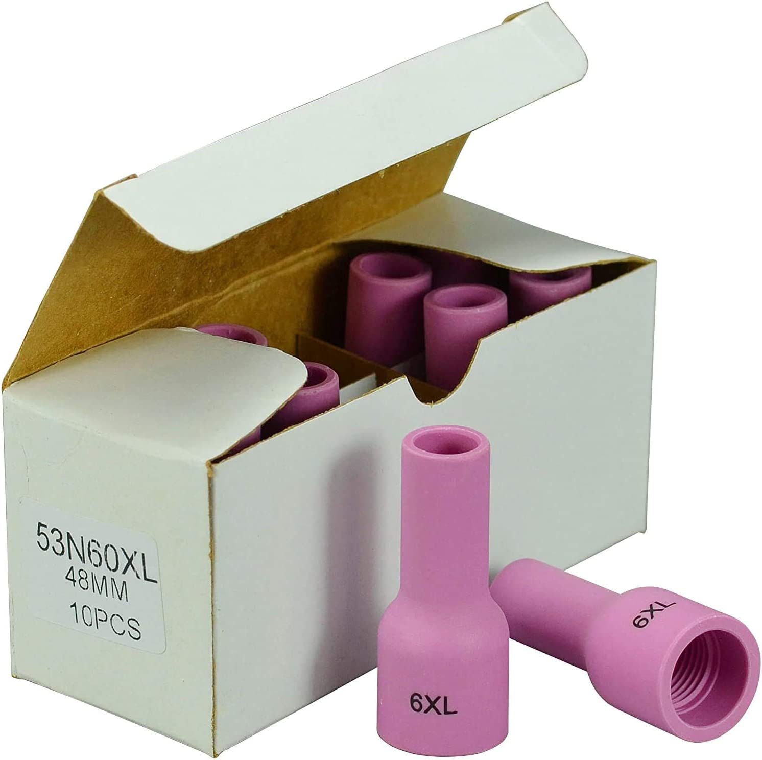 TIG Gas Lens Aluminia Nozzle Ceramic Cup Extra Long 53N60XL (#6XL 3/8") for SR WP 9 20 25 TIG Welding Torch 10pk