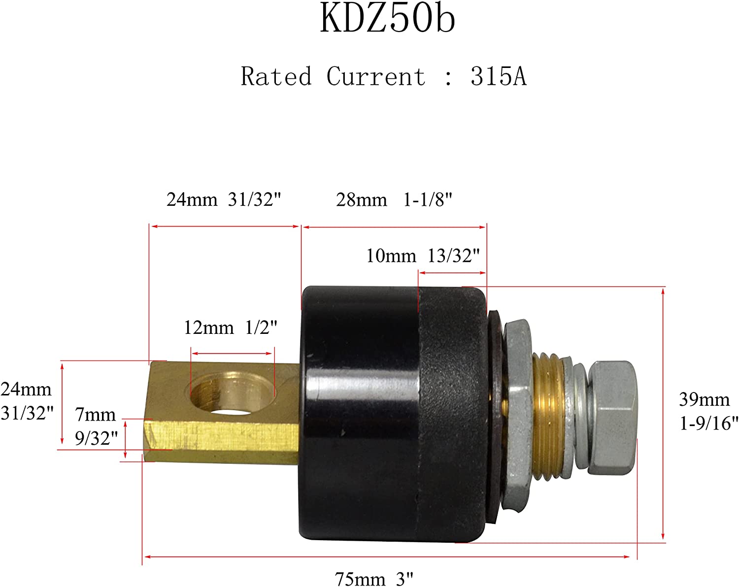 RIVERWELD TIG Welding Cable Panel Connector-plug and Socket Dinse Dinze Quick Fitting 315Amp (1, DKJ-35-50C) DINSE