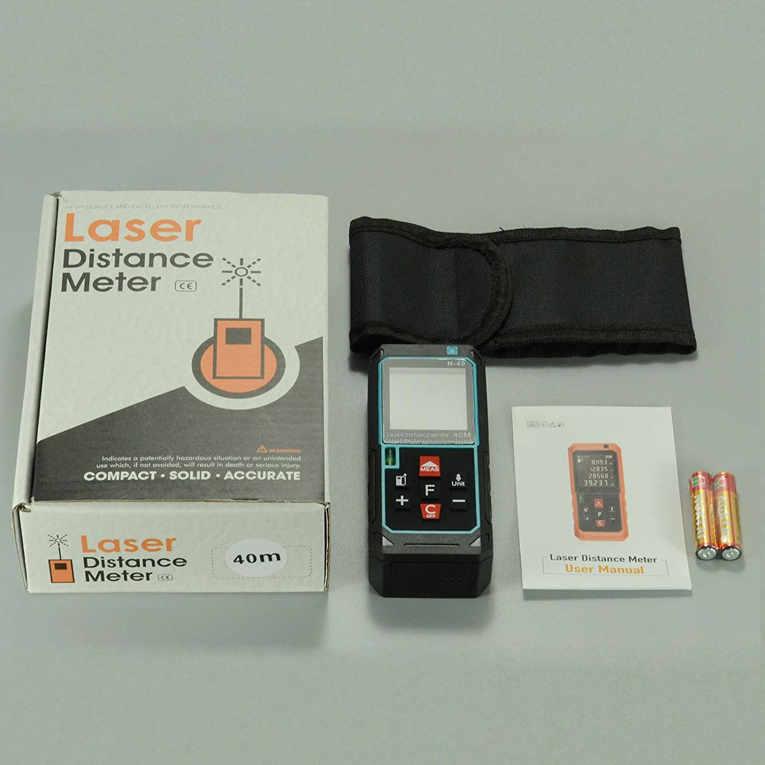 RIVERWELD 131 ft Laser Distance Meter Measure unit selection M/Inch/Feet Laser class II Storage of historical data Pythagorean theorem calculation (131 ft / 40M)