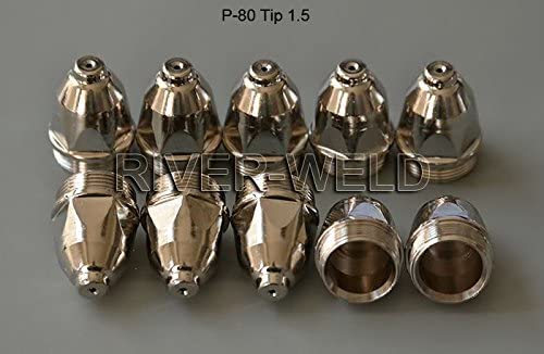 RIVERWELD P-80 Plasma Cutting Torch Consumables Plasma Tip Electrodes kit (Tips 1.5mm 100A 10pk)