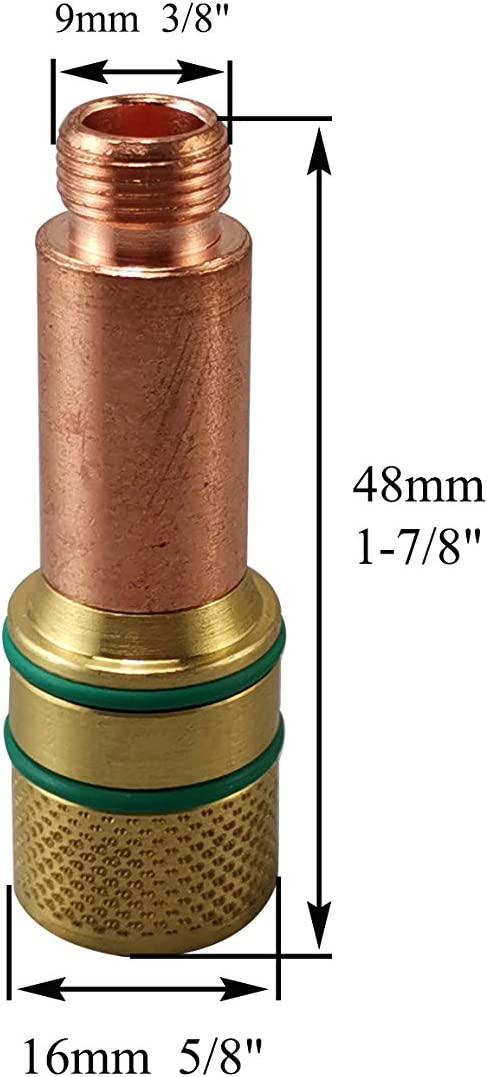 TIG Gas Lens Collet Body (45V26 3/32" & 2.4mm & Collet 10N24) (45V25 1/16" & 1.6mm & Collet 10N23) Glass Cup #10 5/8" #7 7/16" Assorted Kit for DB SR WP 17 18 26 Tig Welding Torch 15pcs