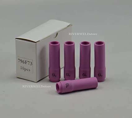 TIG Alumina Nozzles Ceramic Cups Long 796F73#6L (D9.5 x 48mm) Orifice Fit DB SR WP 9 20 25 TIG Welding Torch 10pk