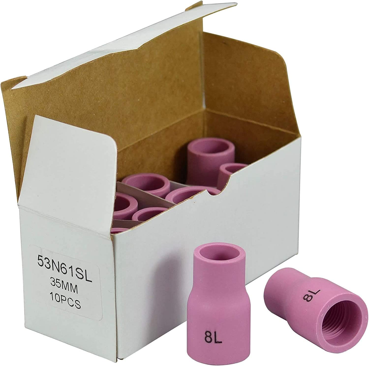 TIG Gas Lens Aluminia Nozzle Ceramic Cup Long 53N61SL (#8L 1/2" Orifice) for SR WP 9 20 25 TIG Welding Torch 10pk