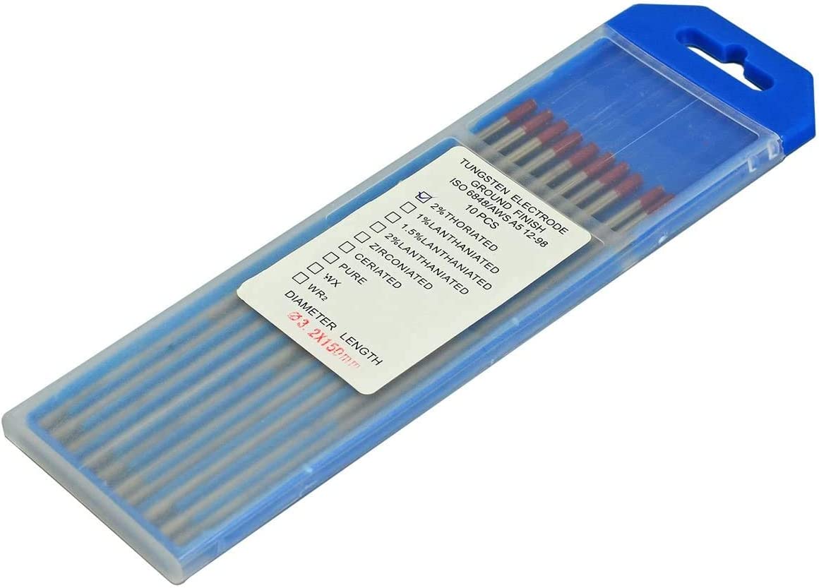 2 Percent Thoriated WT20 Red TIG Welding Tungsten Electrode 3.2X150mm Pack of 10