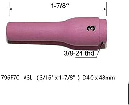 TIG Alumina Nozzles Ceramic Cups Long 796F70#3L(D4.0 x 48mm) Orifice Fit DB SR WP 9 20 25 TIG Welding Torch 10pk
