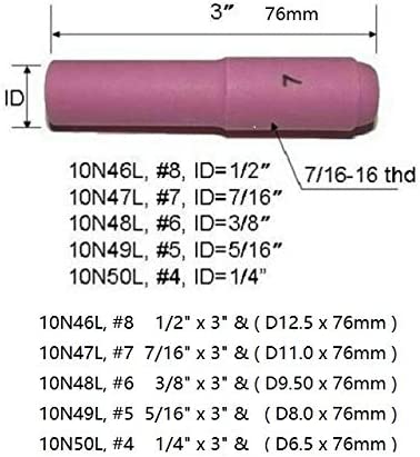 TIG Alumina Nozzles Ceramic Cup Long 10N47L #7 7/16" Orifice Fit SR PTA DB WP 17 18 26 TIG Welding Torch 5pk