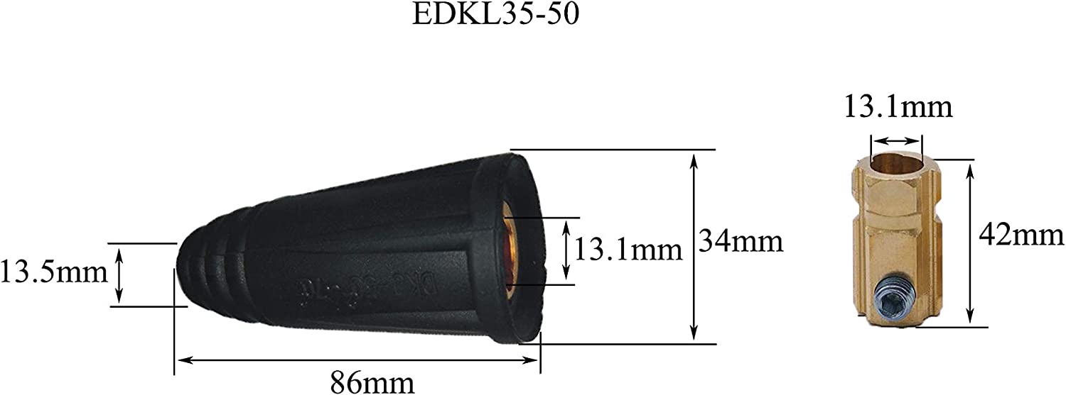 DINSE TIG Welding Cable Panel Connector-plug and Socket Dinse Dinze Quick Fitting 315Amp (4, EDKL35-50 & DKJ35-50)