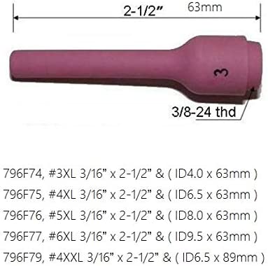 TIG Collet Body Long Alumina Nozzle Back Cap Fit DB SR WP 9 20 25 TIG Welding Torch 22pcs