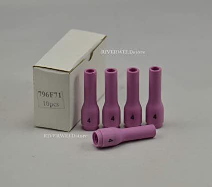 TIG Alumina Nozzles Ceramic Cups Long 796F71#4L?? D6.5 x 48mm ??Orifice Fit DB SR WP 9 20 25 TIG Welding Torch 10pk
