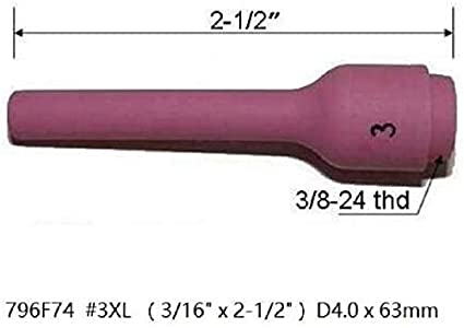 TIG Alumina Nozzles Ceramic Cups Long 796F74 (#3XL D4.0 x 63mm) Orifice Fit DB SR WP 9 20 25 TIG Welding Torch 10pk