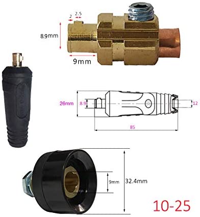 TIG Welding Cable Panel Plug and Connector DKJ10-25 200Amp Quick Mount