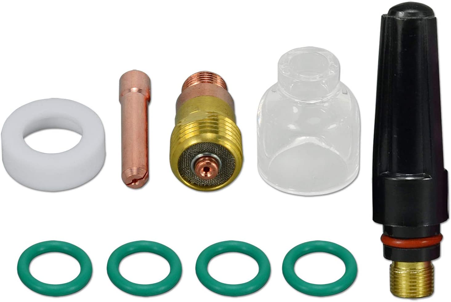 TIG Stubby Gas Lens Collet Body 17GL040 10N22S(0.040” & 1.0mm) Insulated Cup #5 5/16" Gas lens insulator 17GLG20 57Y03 TIG Back cap Assorted Kit fit SR WP 17 18 26 TIG Welding Torch Accessories 9pcs