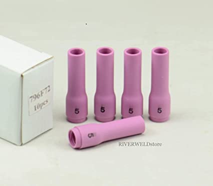 TIG Alumina Nozzles Ceramic Cups Long 796F72#5L (D8.0 x 48mm) Orifice Fit DB SR WP 9 20 25 TIG Welding Torch 10pk