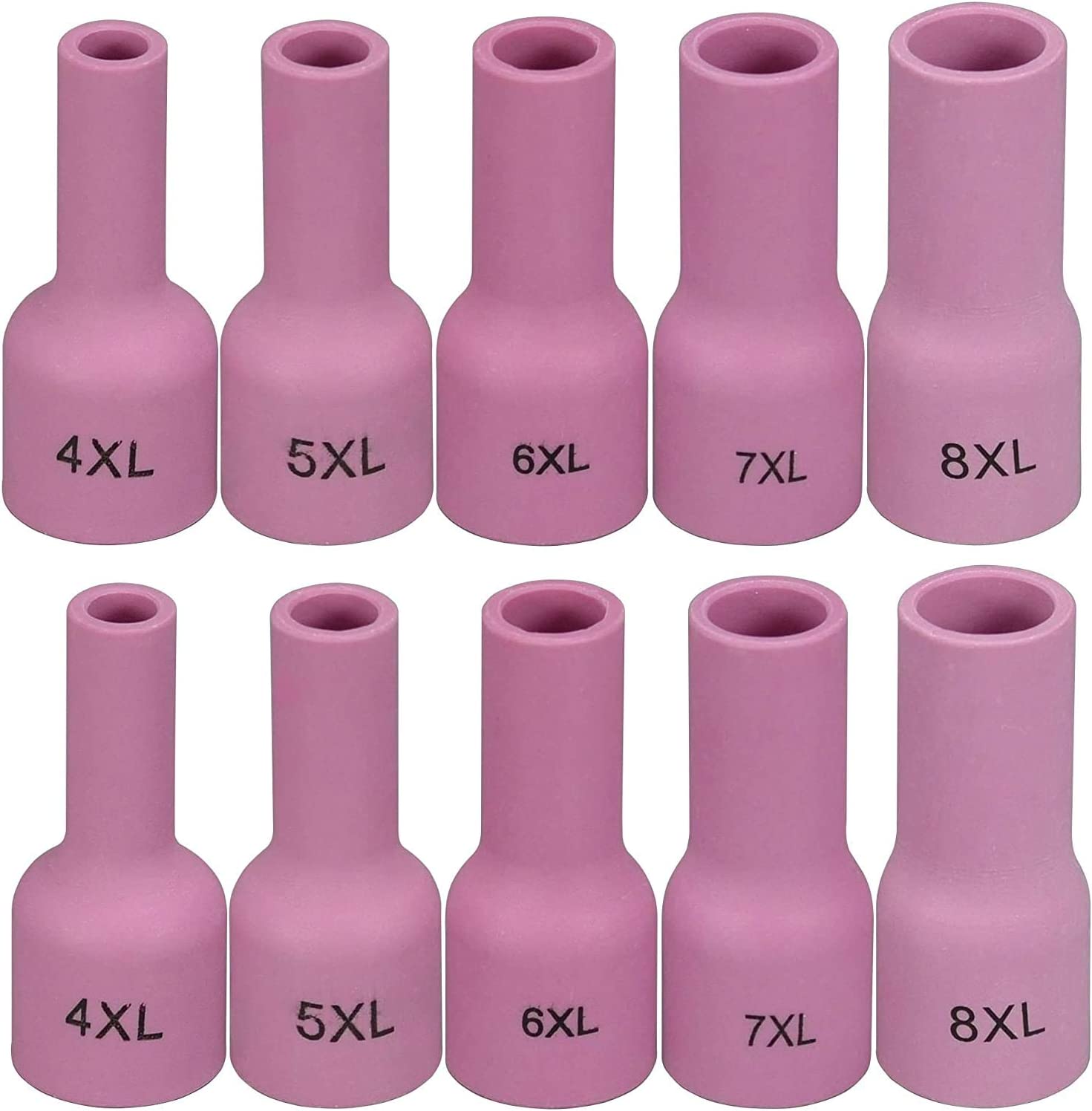 TIG Gas Lens Ceramic Cup Extra Long Kit 53N58XL (#4XL 1/4") 53N59XL (#5XL 5/16") 53N60XL (#6XL 3/8") 53N61XL (#7XL 7/16") 53N61SXL (#8XL 1/2") for SR WP 9 20 25 TIG Welding Torch 10pcs 