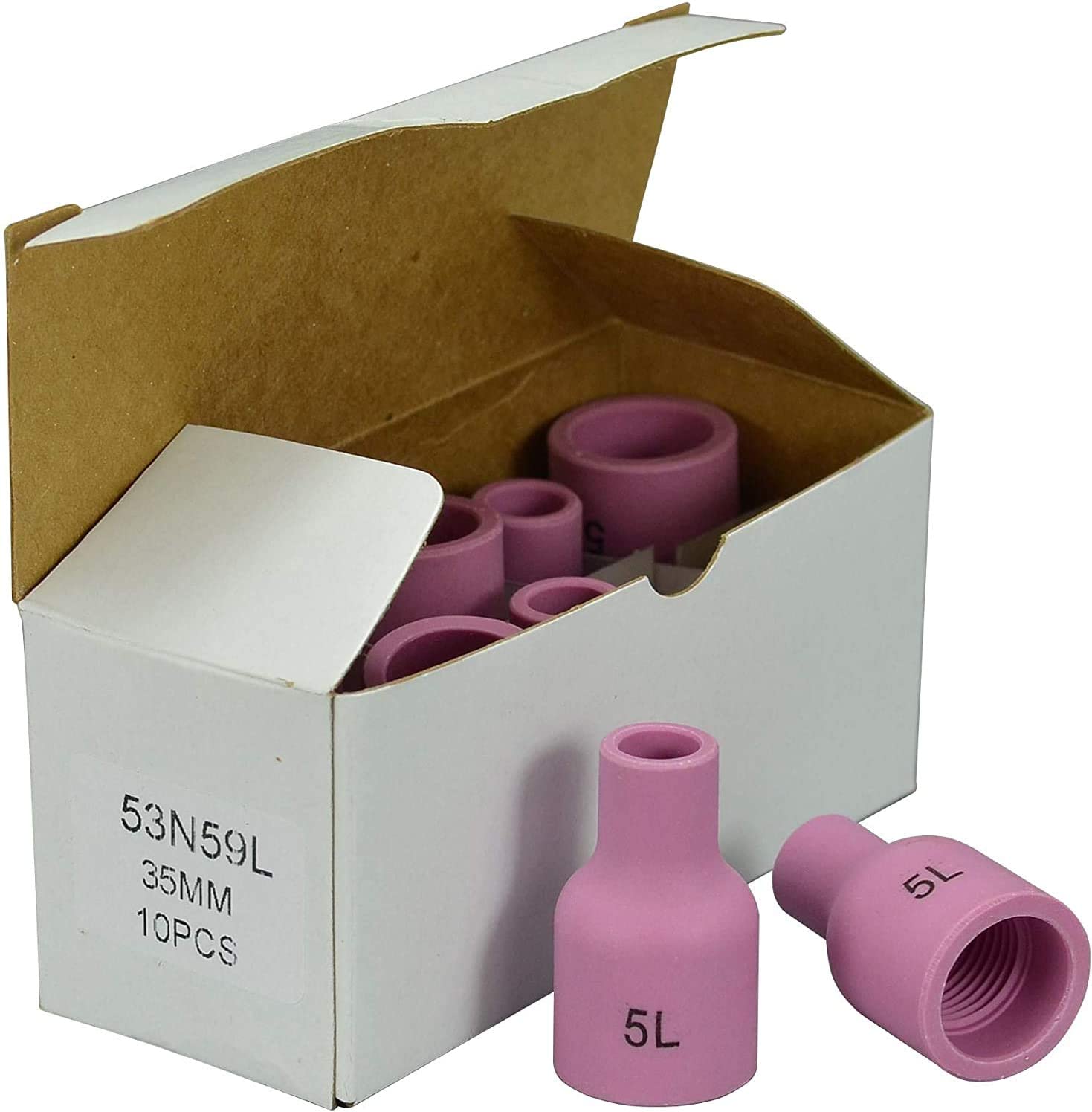 TIG Gas Lens Alumina Nozzle Ceramic Cup Long 53N59L (#5L 5/16" Orifice) Fit SR PDA DB WP 9 20 25 TIG Welding Torch 10pk