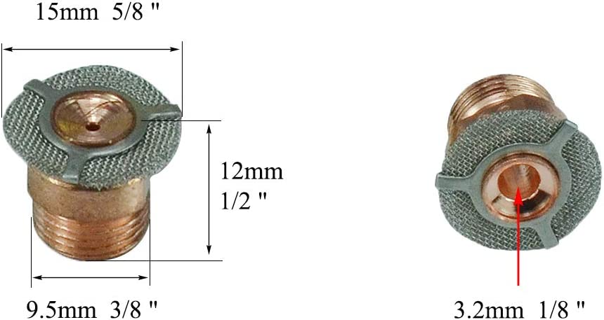 Tungsten Apdapter Gas Saver (0.040" & Ø1.0mm), (1/16" & Ø1.6mm), (3/32" & Ø2.4mm), (1/8" & Ø3.2mm) Kit for WP 9 20 25 17 18 26 TIG Welding Torch 4pcs
