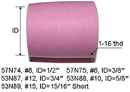 Large TIG Gas Lens Alumina Nozzle Kit 53N87#12(D19 x 48mm) 53N88#10(D16 x 48mm) 53N89#15(D24 x 34mm) 57N74#8(D12.5 x 48mm) 57N75#6(D9.5 x 48mm) Fit SR DB WP 9 17 20 18 26 TIG Welding Torch 10pk