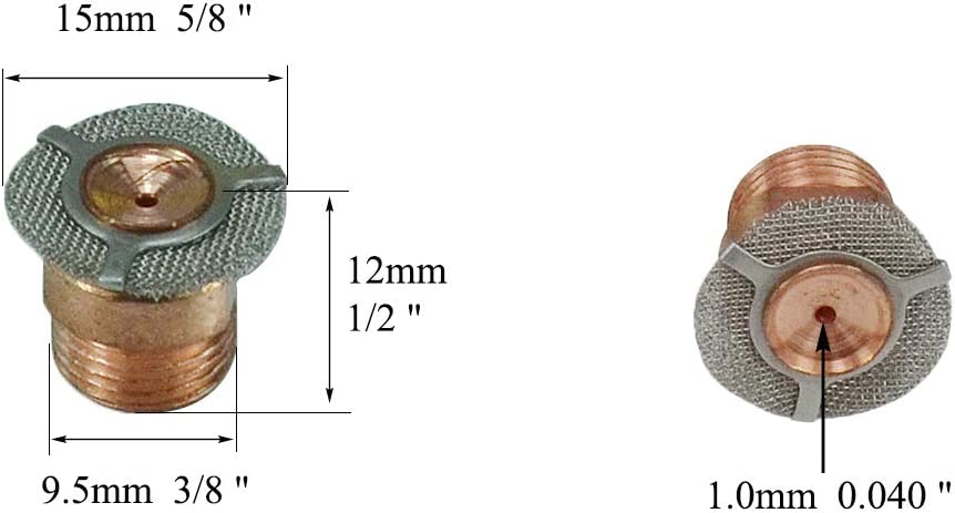 Tungsten Apdapter Gas Saver (0.040" & Ø1.0mm), (1/16" & Ø1.6mm), (3/32" & Ø2.4mm), (1/8" & Ø3.2mm) Kit for WP 9 20 25 17 18 26 TIG Welding Torch 4pcs