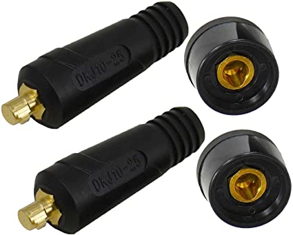 TIG Welding Cable Panel Connector Socket DKJ10-25 & DKZ10-25 Quick Fitting Black Color 4pcs