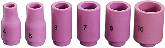 Riverweld Kit 6 Ugelli In Alumina Per Torcia TIG - Formati Assortiti 13N08-13N13, Compatibili Con WP 9/20/24/25 - 3