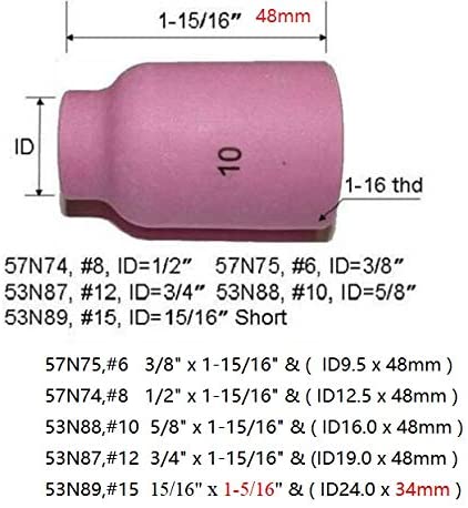 TIG Gas Lens 45V64 53N88 54N63 2 Percent Lanthanated Tungsten Fit DB SR WP 17 18 26 TIG Welding Torch 10pcs