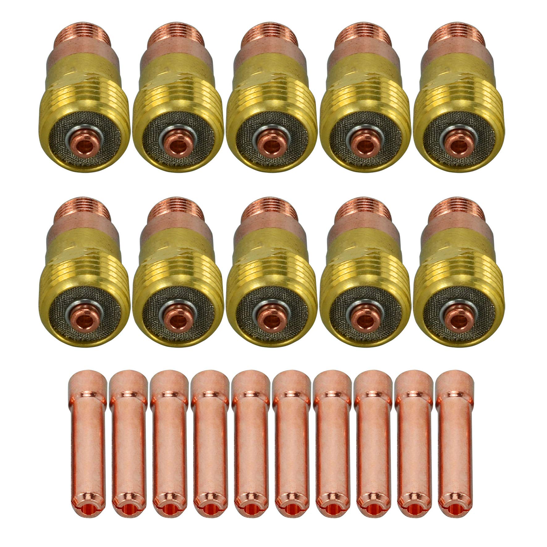 RIVERWELD TIG Stubby Gas Lens 17GL332 3/32'' Ø2.4mm 10N24S & TIG Collet Kit Fit DB SR WP 17 18 26 TIG Welding Torch (20pcs, 3/32'' Ø2.4mm)