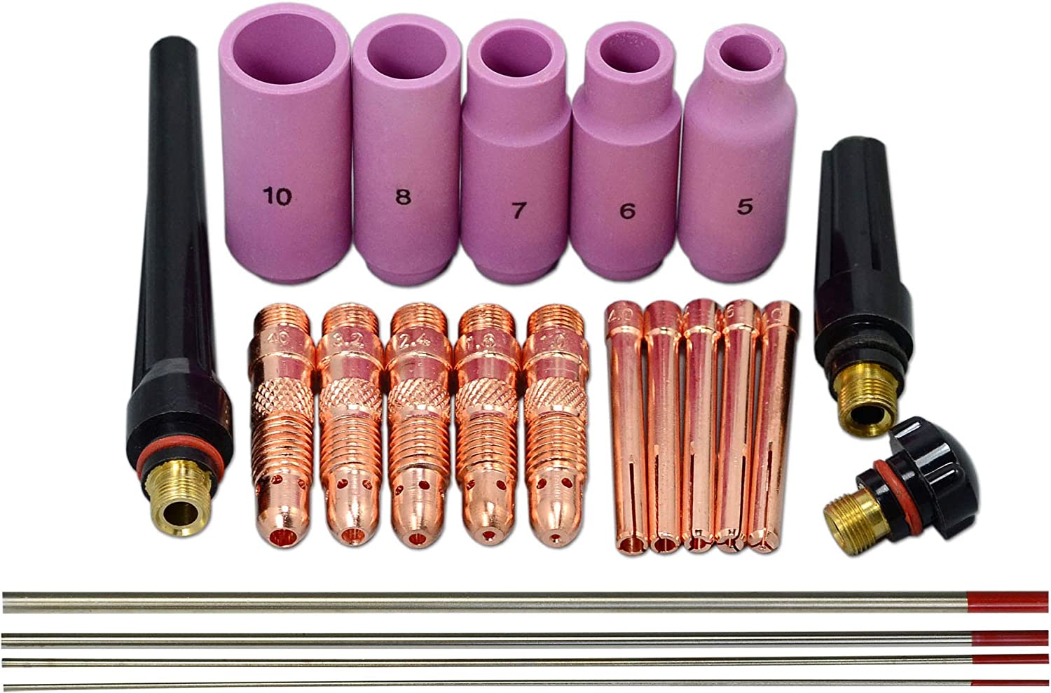 TIG Collet Body Back Cup 2 Percent Lanthanated Tungsten Electrode Fit QQ300 DB PTA SR WP CK 17 18 26 TIG Welding Torch 22pcs